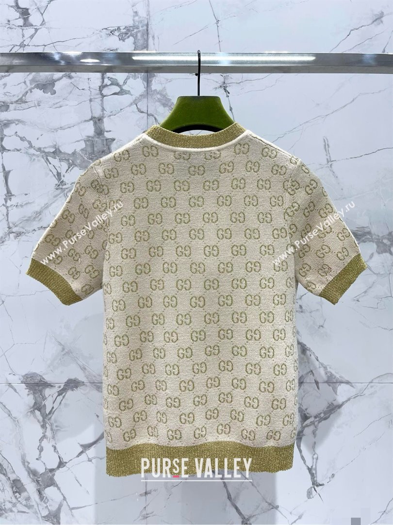 Gucci Wool Cashmere Short-sleeved Sweater G022604 Beige 2024 (Q-24022604)