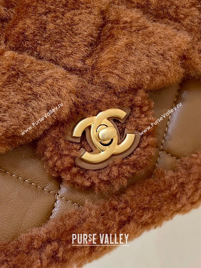 Chanel Shearling Lambskin Mini Flap Bag AS5148 Brown 2024 Top Quality (SHUNY-24111107)