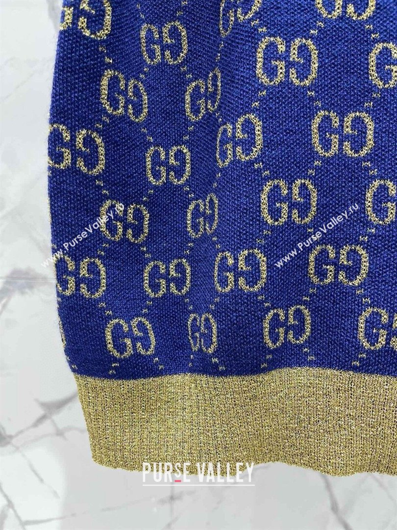Gucci Wool Cashmere Short-sleeved Sweater G022605 Blue 2024 (Q-24022605)