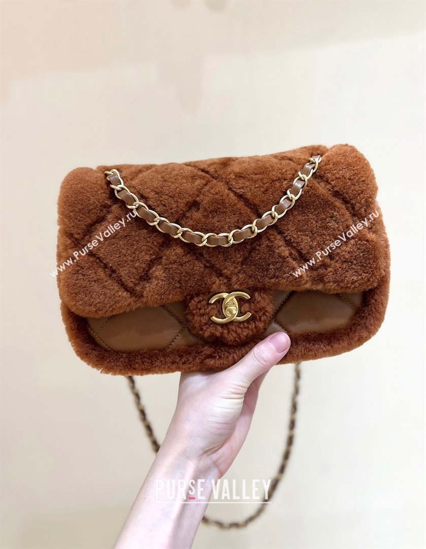 Chanel Shearling Lambskin Flap Bag AS5149 Brown 2024 Top Quality (SHUNY-24111108)