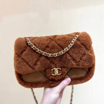 Chanel Shearling Lambskin Flap Bag AS5149 Brown 2024 Top Quality (SHUNY-24111108)