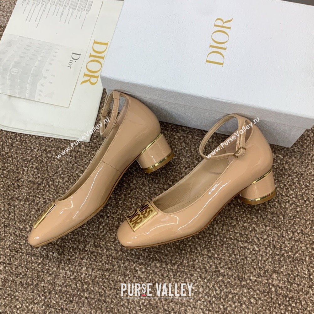 Dior Miss Dior Pump 3.5cm Heel in Nude Patent Calfskin 2024 (JC-24092905)