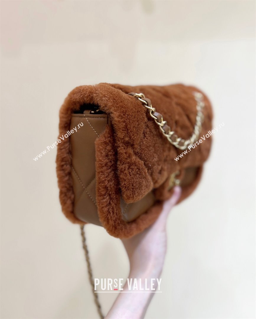 Chanel Shearling Lambskin Flap Bag AS5149 Brown 2024 Top Quality (SHUNY-24111108)