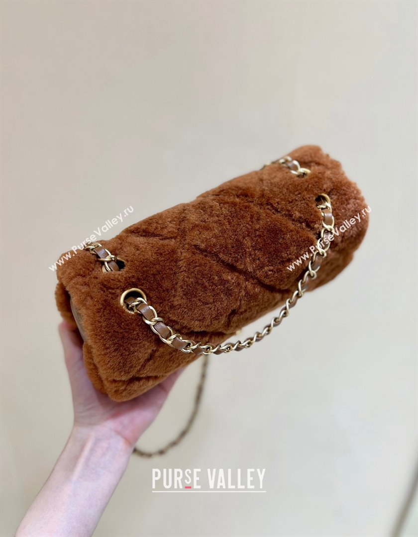 Chanel Shearling Lambskin Flap Bag AS5149 Brown 2024 Top Quality (SHUNY-24111108)