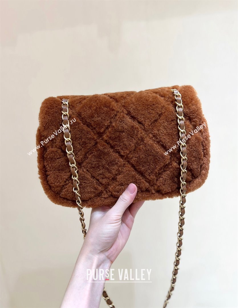 Chanel Shearling Lambskin Flap Bag AS5149 Brown 2024 Top Quality (SHUNY-24111108)