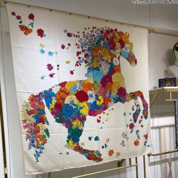 Hermes Cashmere Silk Sqaure Shawl Scarf 140cm H112113 White 2023 Top (WTZ-23112113)