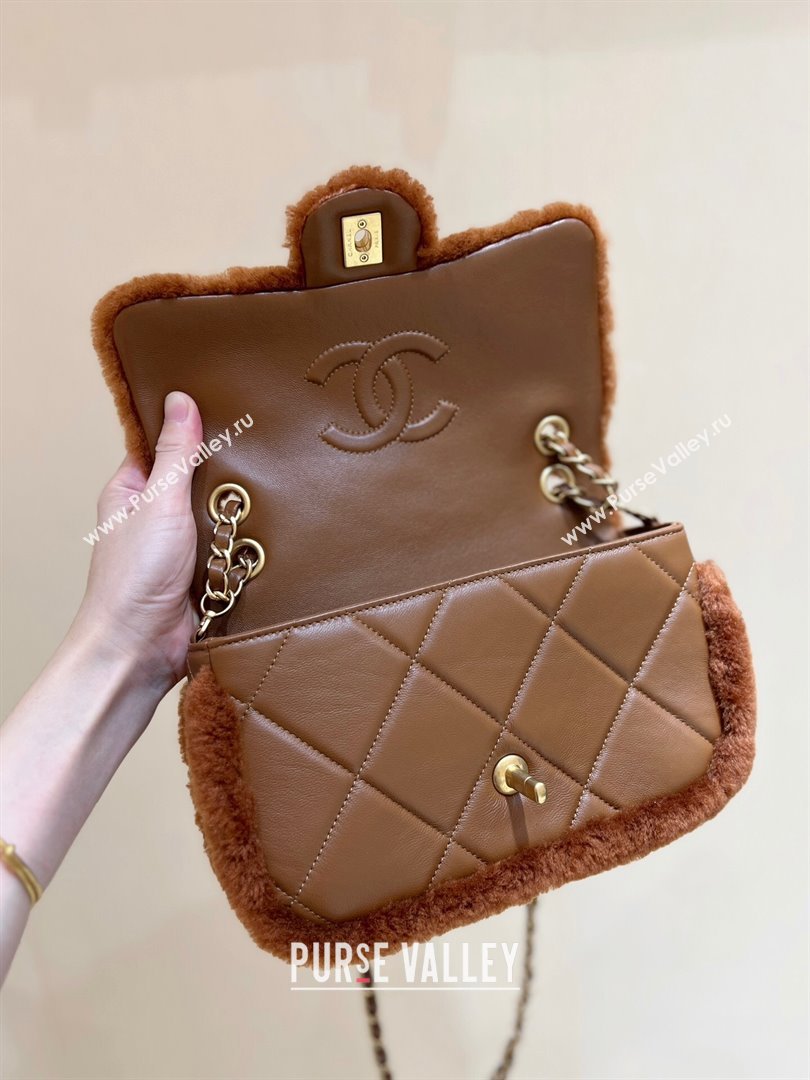 Chanel Shearling Lambskin Flap Bag AS5149 Brown 2024 Top Quality (SHUNY-24111108)