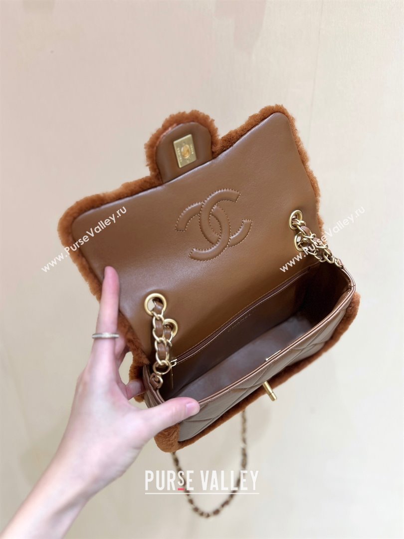 Chanel Shearling Lambskin Flap Bag AS5149 Brown 2024 Top Quality (SHUNY-24111108)