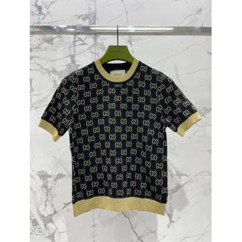 Gucci Wool Cashmere Short-sleeved Sweater G022607 Black 2024 (Q-24022607)