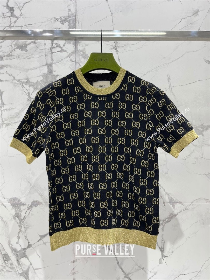 Gucci Wool Cashmere Short-sleeved Sweater G022607 Black 2024 (Q-24022607)