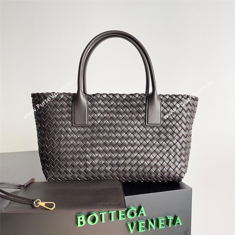 Bottega Veneta Small Cabat Tote Bag in Intreccio Leather 730297 Chocolate 2023 (MS-23101408)