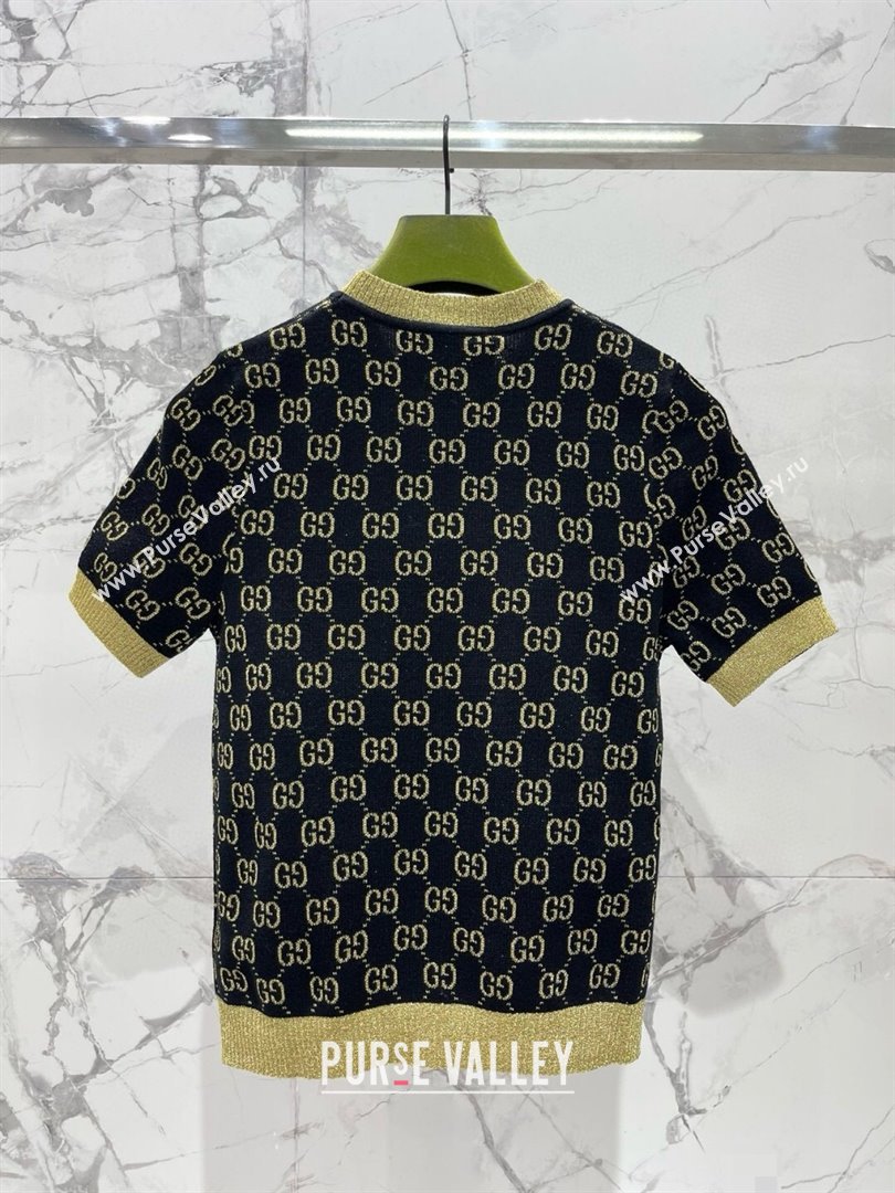 Gucci Wool Cashmere Short-sleeved Sweater G022607 Black 2024 (Q-24022607)