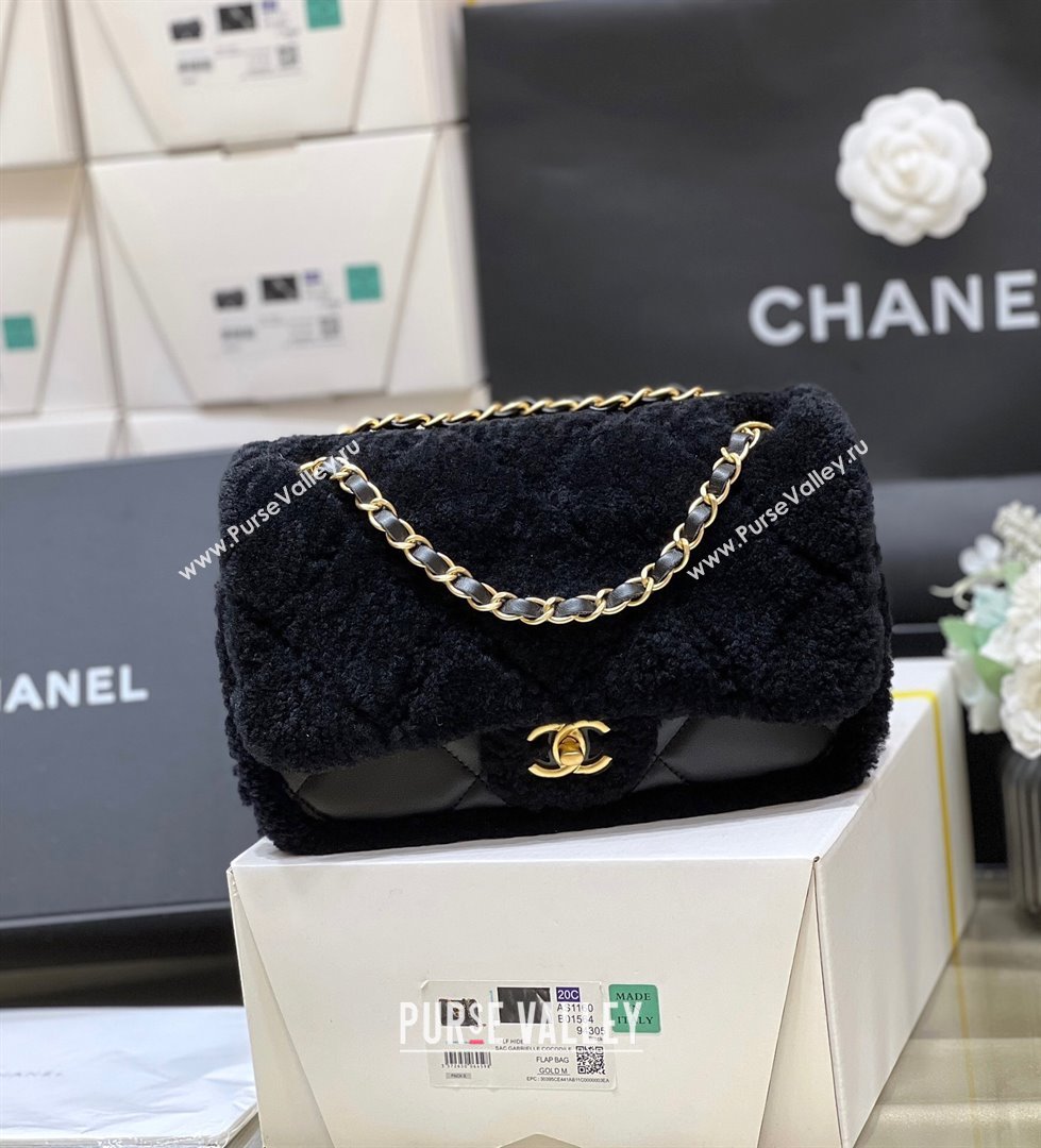 Chanel Shearling Lambskin Flap Bag AS5149 Black 2024 Top Quality (SHUNY-24111109)