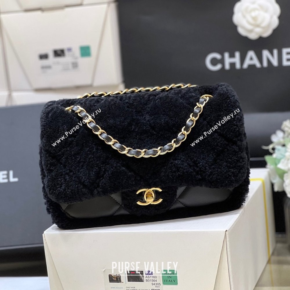 Chanel Shearling Lambskin Flap Bag AS5149 Black 2024 Top Quality (SHUNY-24111109)