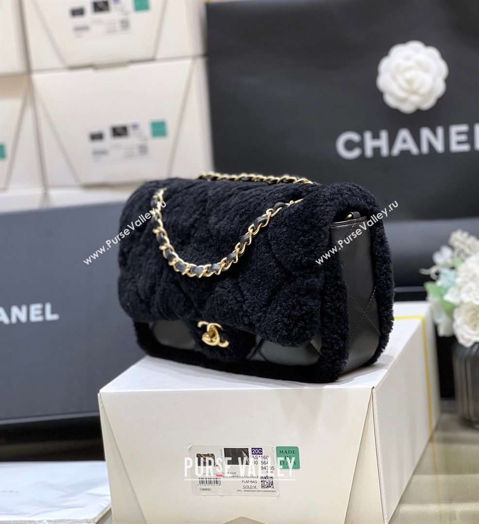 Chanel Shearling Lambskin Flap Bag AS5149 Black 2024 Top Quality (SHUNY-24111109)