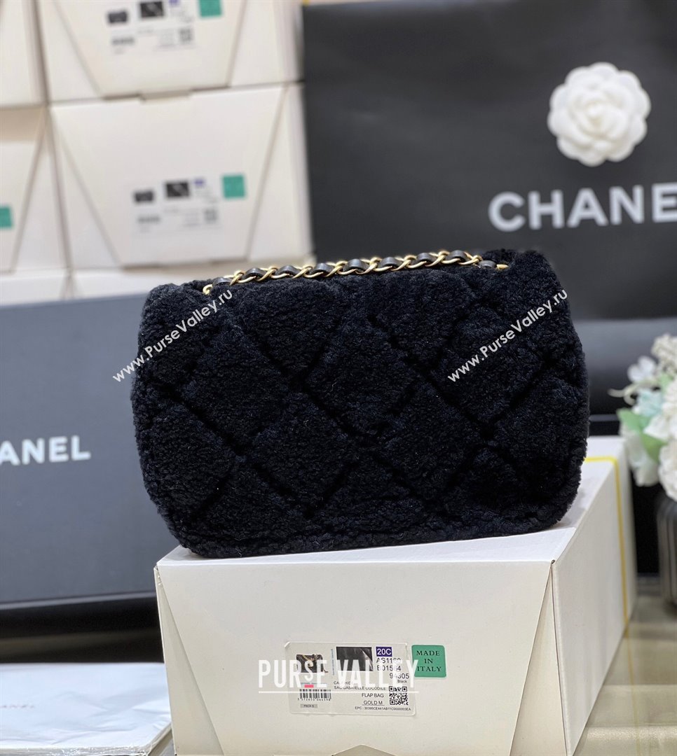 Chanel Shearling Lambskin Flap Bag AS5149 Black 2024 Top Quality (SHUNY-24111109)