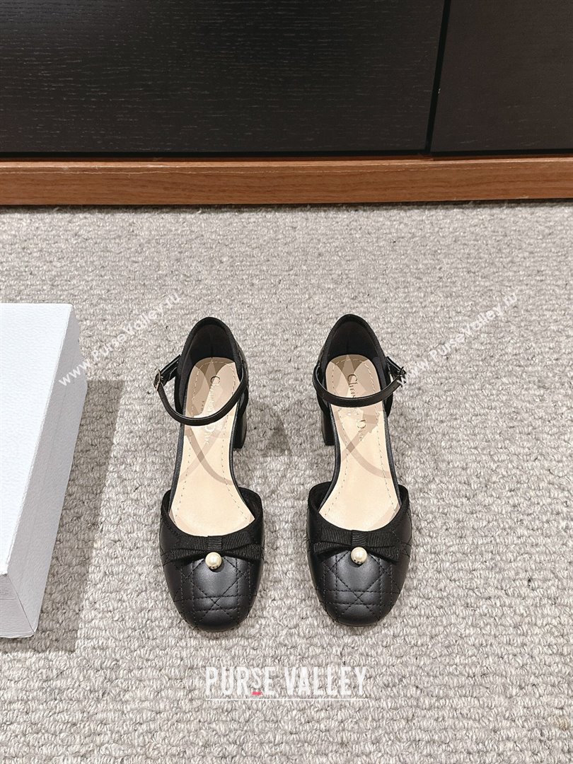 Dior Ballet Pump in Black Quilted Cannage Calfskin 5.5cm Heel 2024 (KL-24092907)