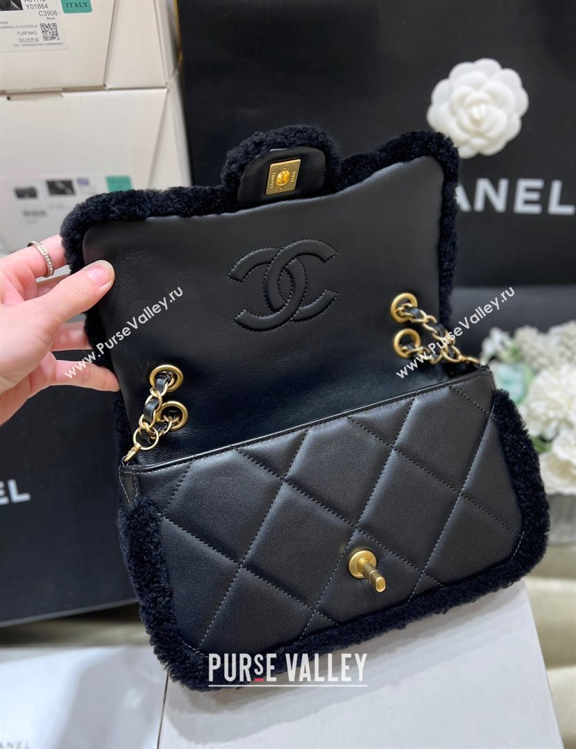 Chanel Shearling Lambskin Flap Bag AS5149 Black 2024 Top Quality (SHUNY-24111109)