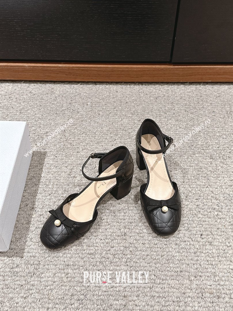 Dior Ballet Pump in Black Quilted Cannage Calfskin 5.5cm Heel 2024 (KL-24092907)