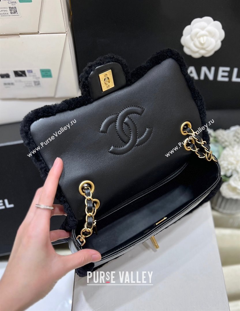 Chanel Shearling Lambskin Flap Bag AS5149 Black 2024 Top Quality (SHUNY-24111109)