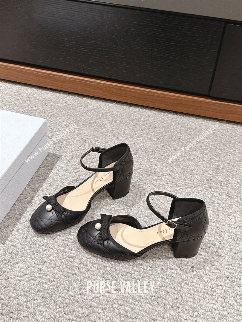 Dior Ballet Pump in Black Quilted Cannage Calfskin 5.5cm Heel 2024 (KL-24092907)