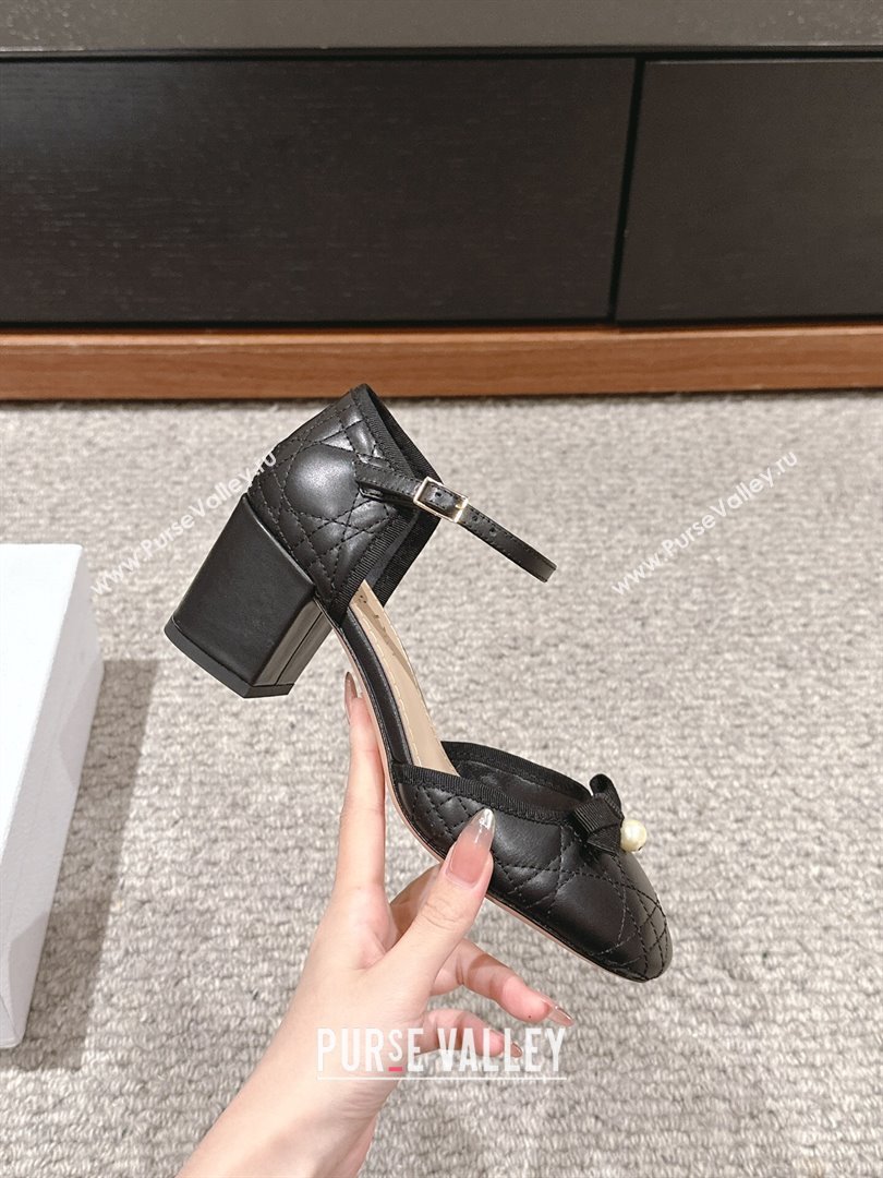 Dior Ballet Pump in Black Quilted Cannage Calfskin 5.5cm Heel 2024 (KL-24092907)