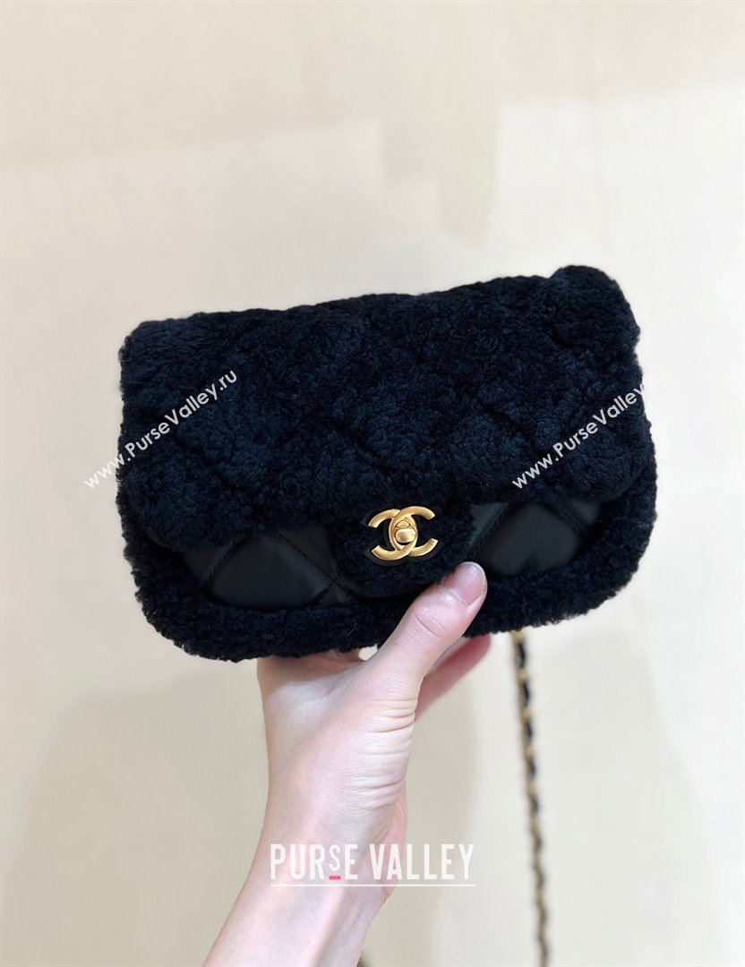 Chanel Shearling Lambskin Mini Flap Bag AS5148 Black 2024 Top Quality (SHUNY-24111105)