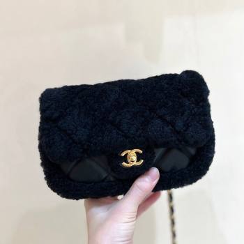 Chanel Shearling Lambskin Mini Flap Bag AS5148 Black 2024 Top Quality (SHUNY-24111105)