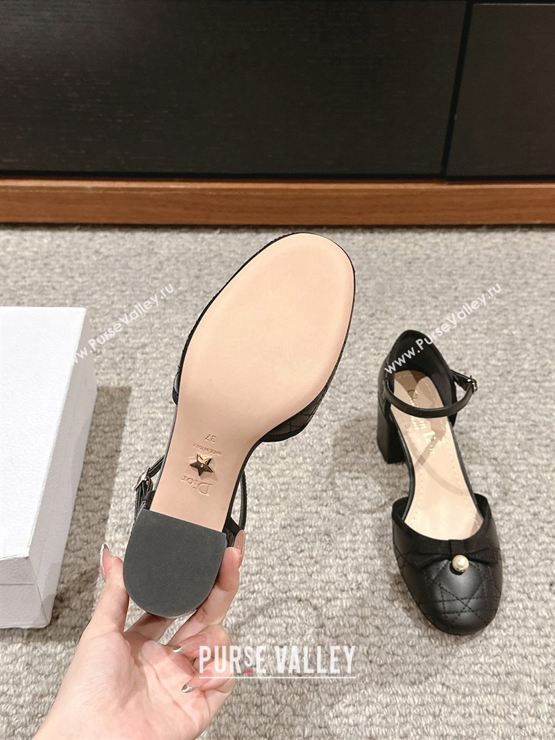 Dior Ballet Pump in Black Quilted Cannage Calfskin 5.5cm Heel 2024 (KL-24092907)