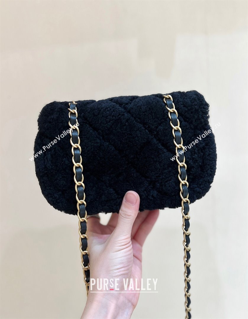 Chanel Shearling Lambskin Mini Flap Bag AS5148 Black 2024 Top Quality (SHUNY-24111105)