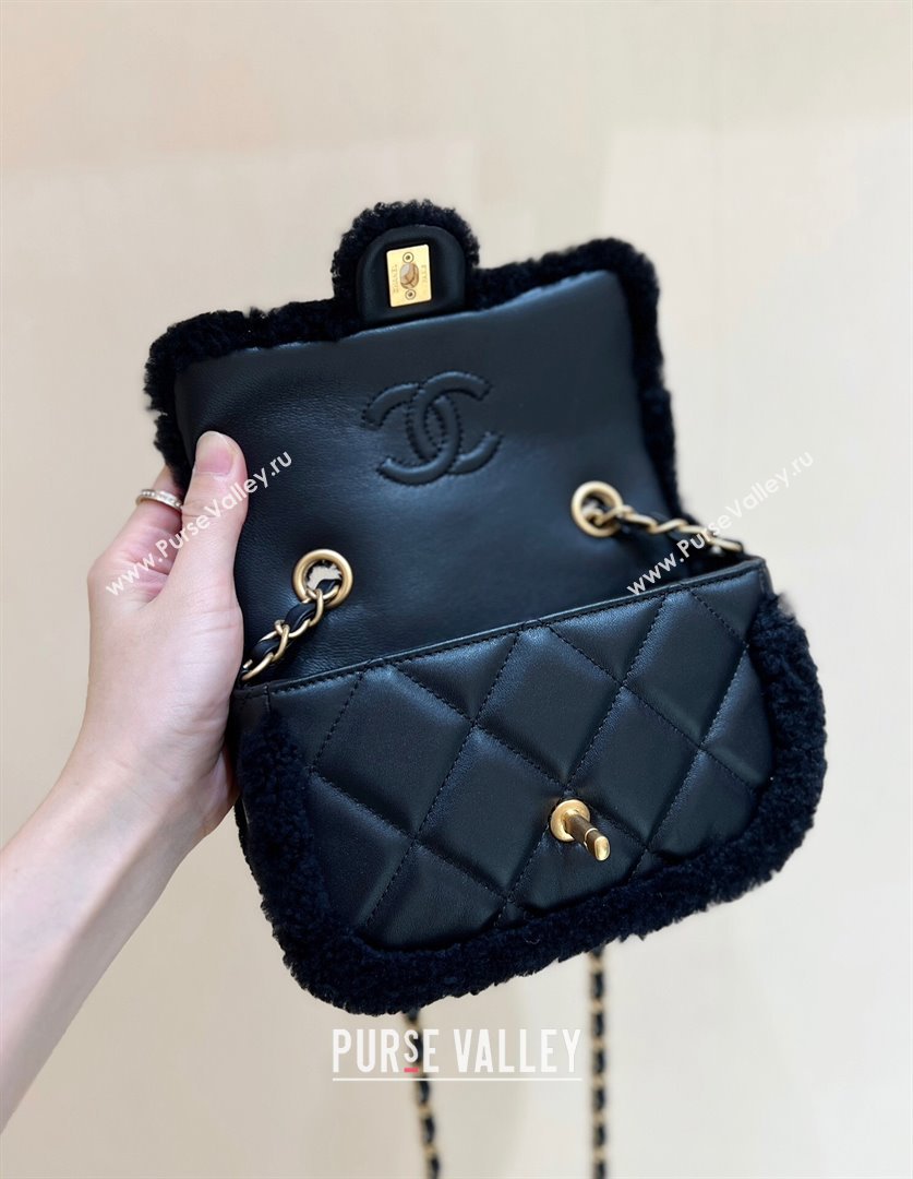 Chanel Shearling Lambskin Mini Flap Bag AS5148 Black 2024 Top Quality (SHUNY-24111105)