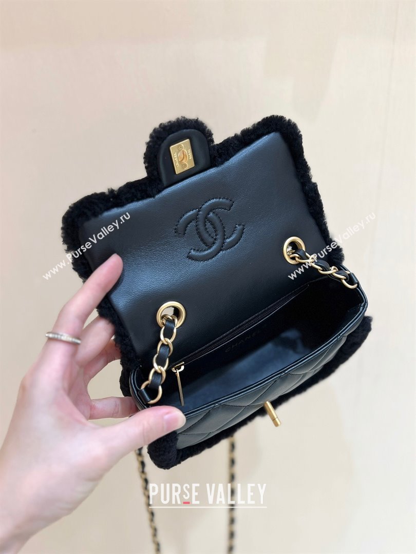 Chanel Shearling Lambskin Mini Flap Bag AS5148 Black 2024 Top Quality (SHUNY-24111105)