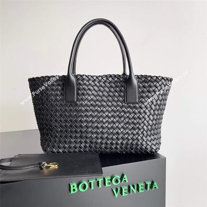 Bottega Veneta Small Cabat Tote Bag in Intreccio Leather 730297 Black 2023 (MS-23101410)