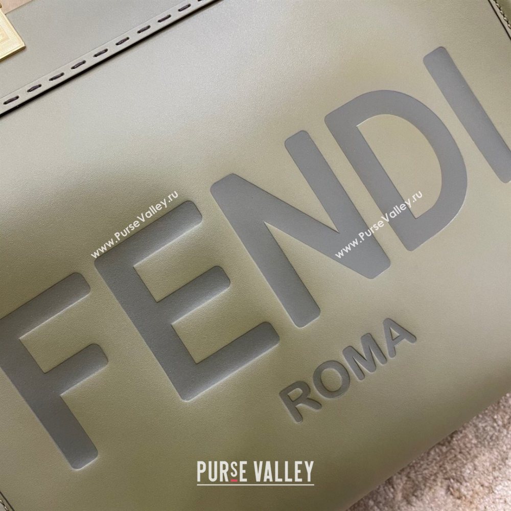 Fendi Sunshine Medium Shopper Leather Tote Bag Green 2021 (AFEI-21031907)