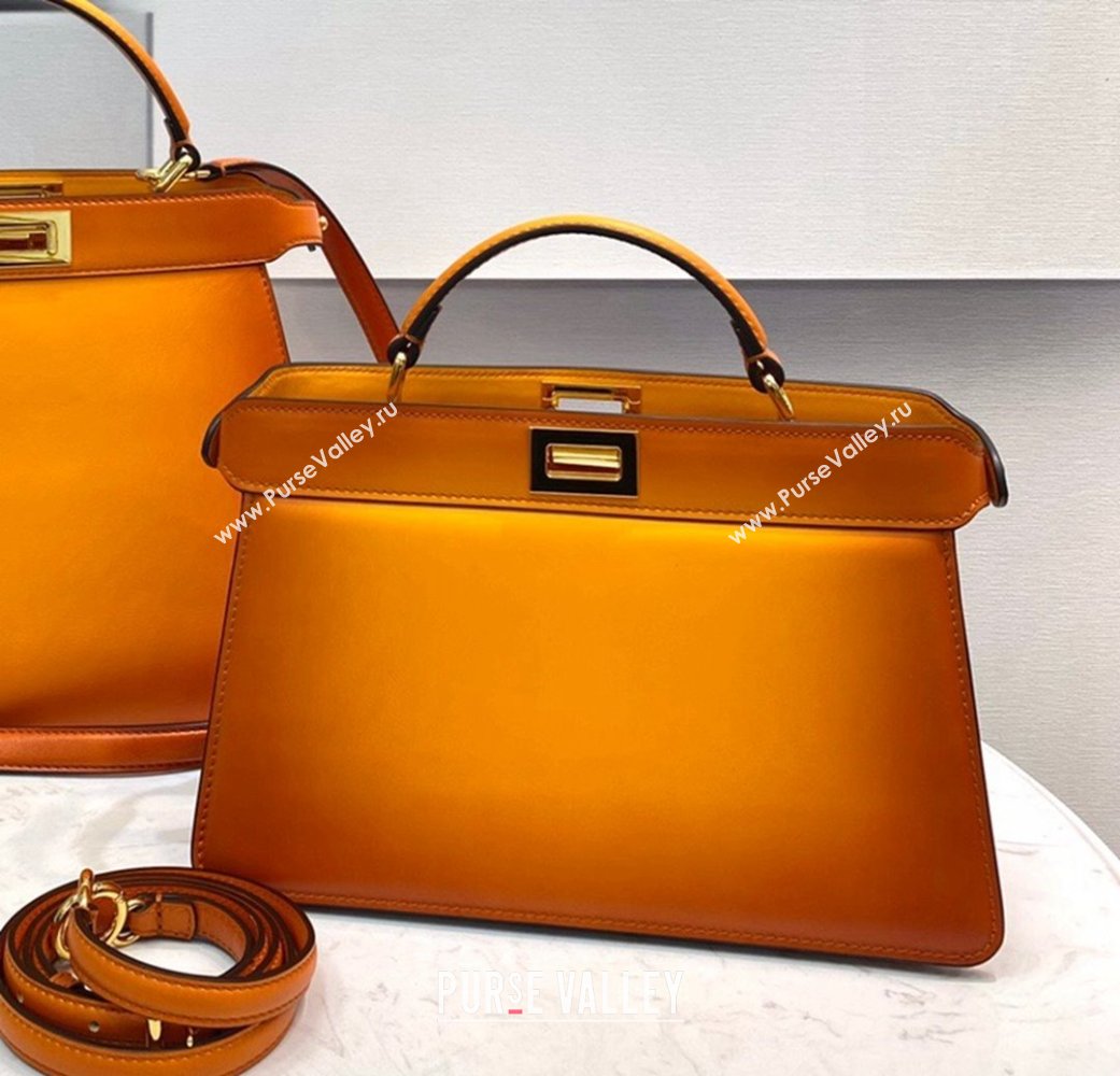 Fendi Peekaboo ISeeU EAST-WEST Bag in Orange Leather 2021 (CL-210917068)