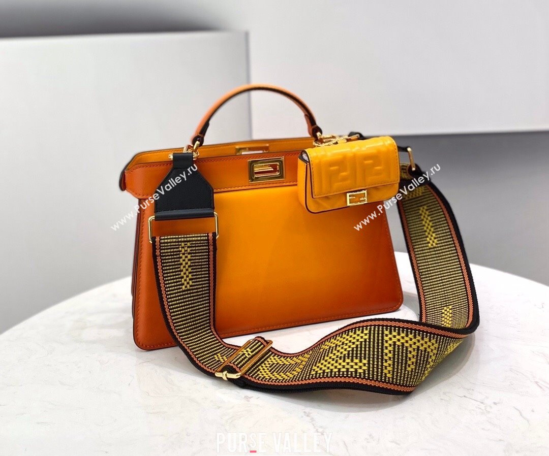 Fendi Peekaboo ISeeU EAST-WEST Bag in Orange Leather 2021 (CL-210917068)