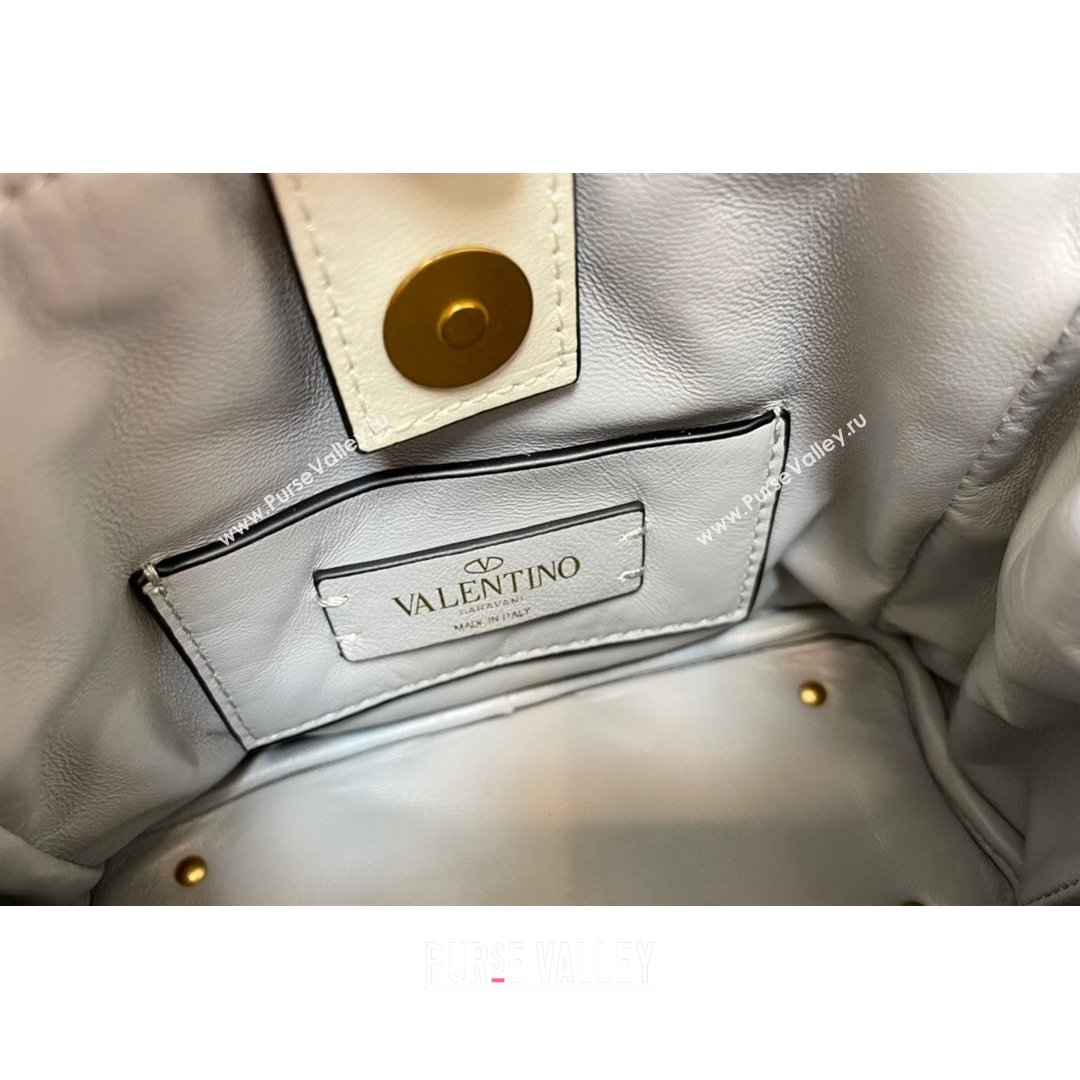 Valentino Roman Stud Lambskin Top Handle Mini bag 520 White 2021 0199 (JD-21090948)