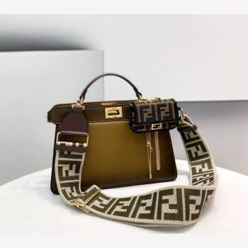 Fendi Peekaboo ISeeU EAST-WEST Bag in Khaki Green Leather 2021 (CL-210917071)