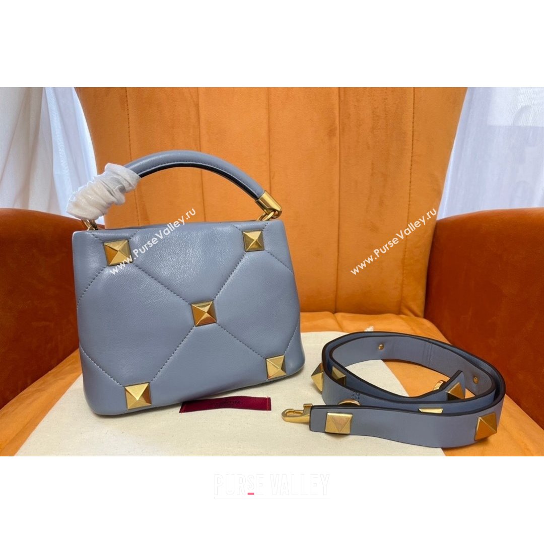 Valentino Roman Stud Lambskin Top Handle Mini bag 520 Blue 2021 0199 (JD-21090951)