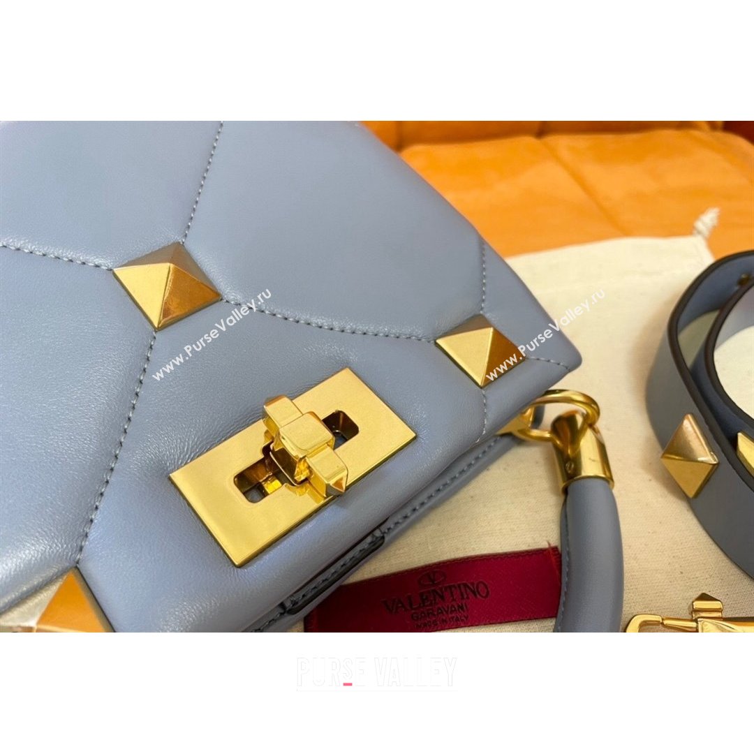 Valentino Roman Stud Lambskin Top Handle Mini bag 520 Blue 2021 0199 (JD-21090951)