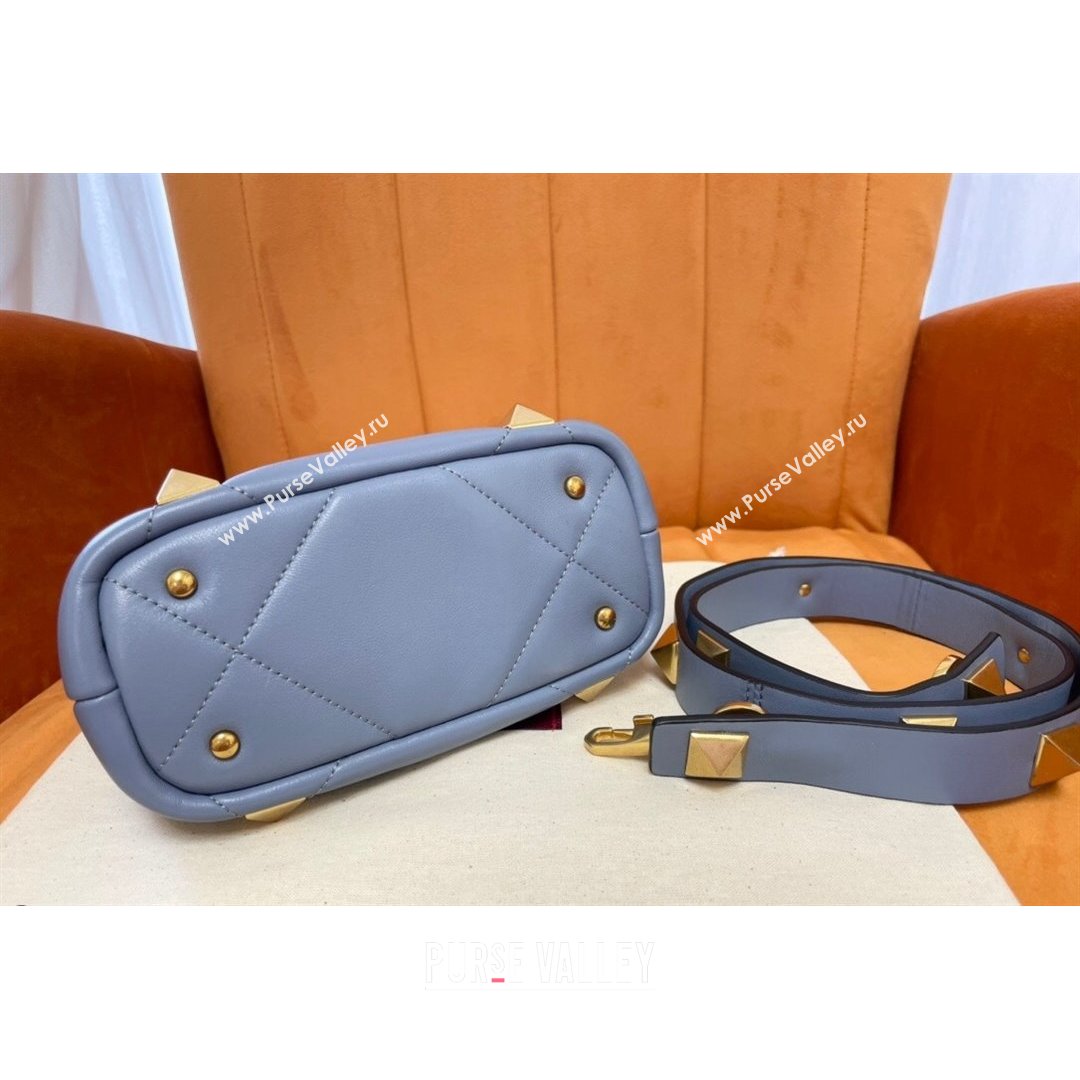 Valentino Roman Stud Lambskin Top Handle Mini bag 520 Blue 2021 0199 (JD-21090951)