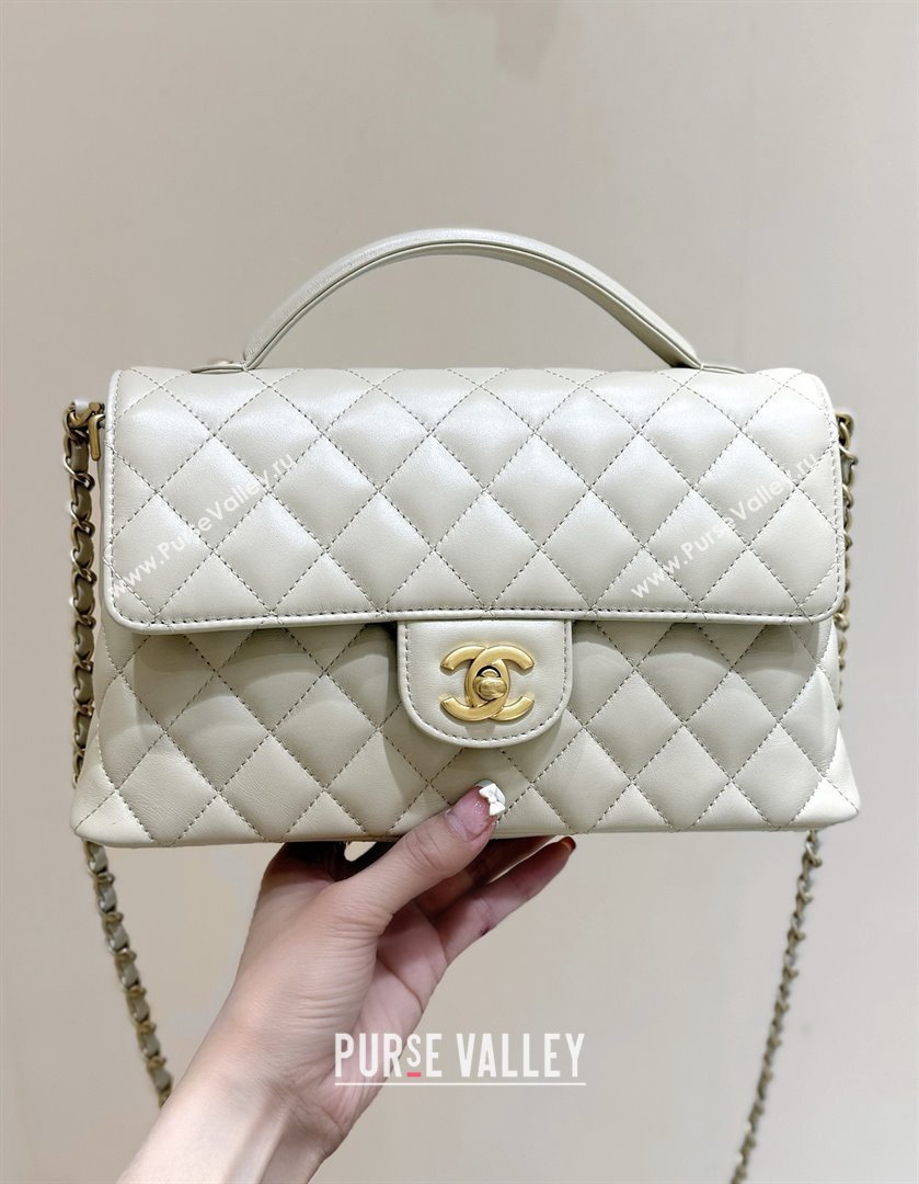 Chanel Lambskin Medium Flap Bag with Top Handle AS5356 Light Beige 2025 Top Quality (SHUNY-25080215)