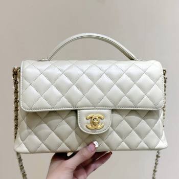 Chanel Lambskin Medium Flap Bag with Top Handle AS5356 Light Beige 2025 Top Quality (SHUNY-25080215)