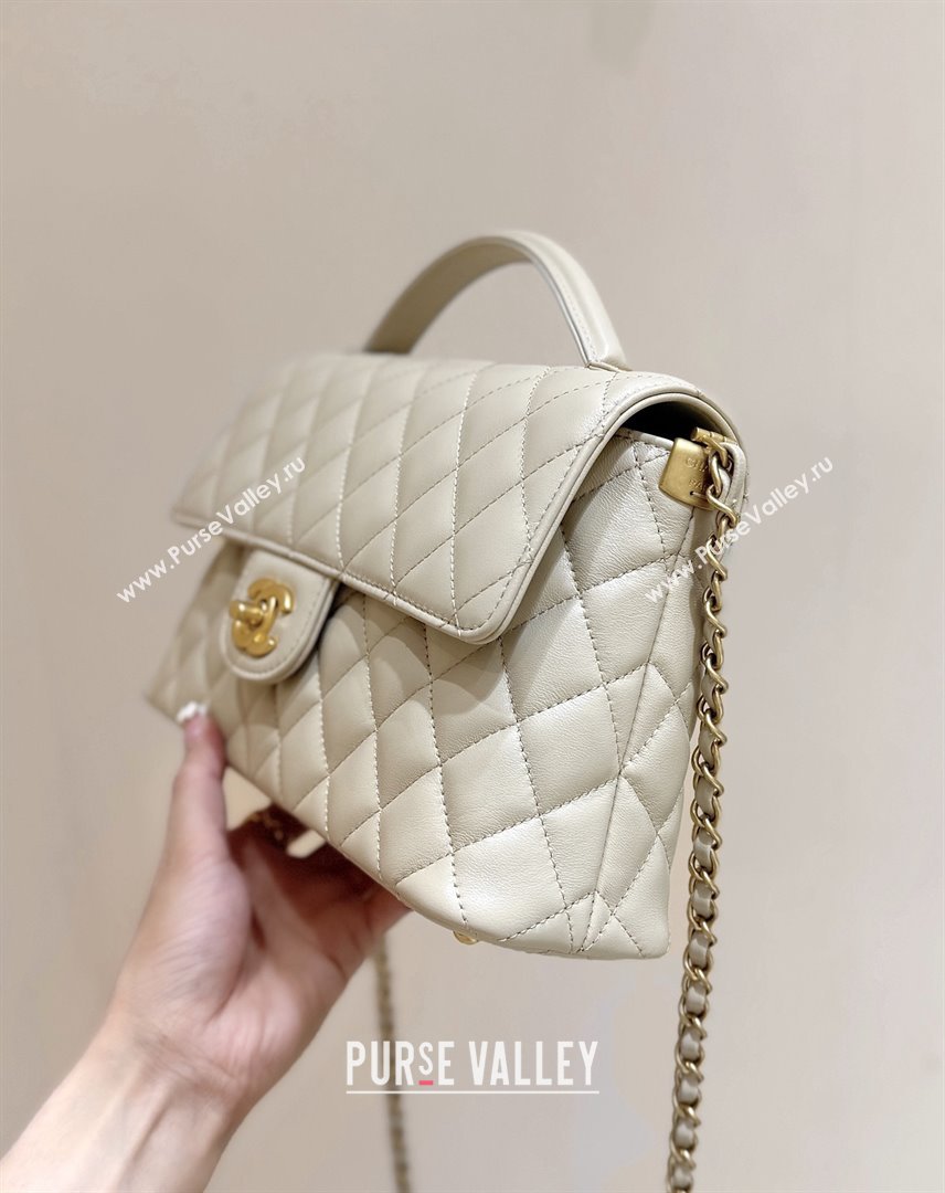 Chanel Lambskin Medium Flap Bag with Top Handle AS5356 Light Beige 2025 Top Quality (SHUNY-25080215)