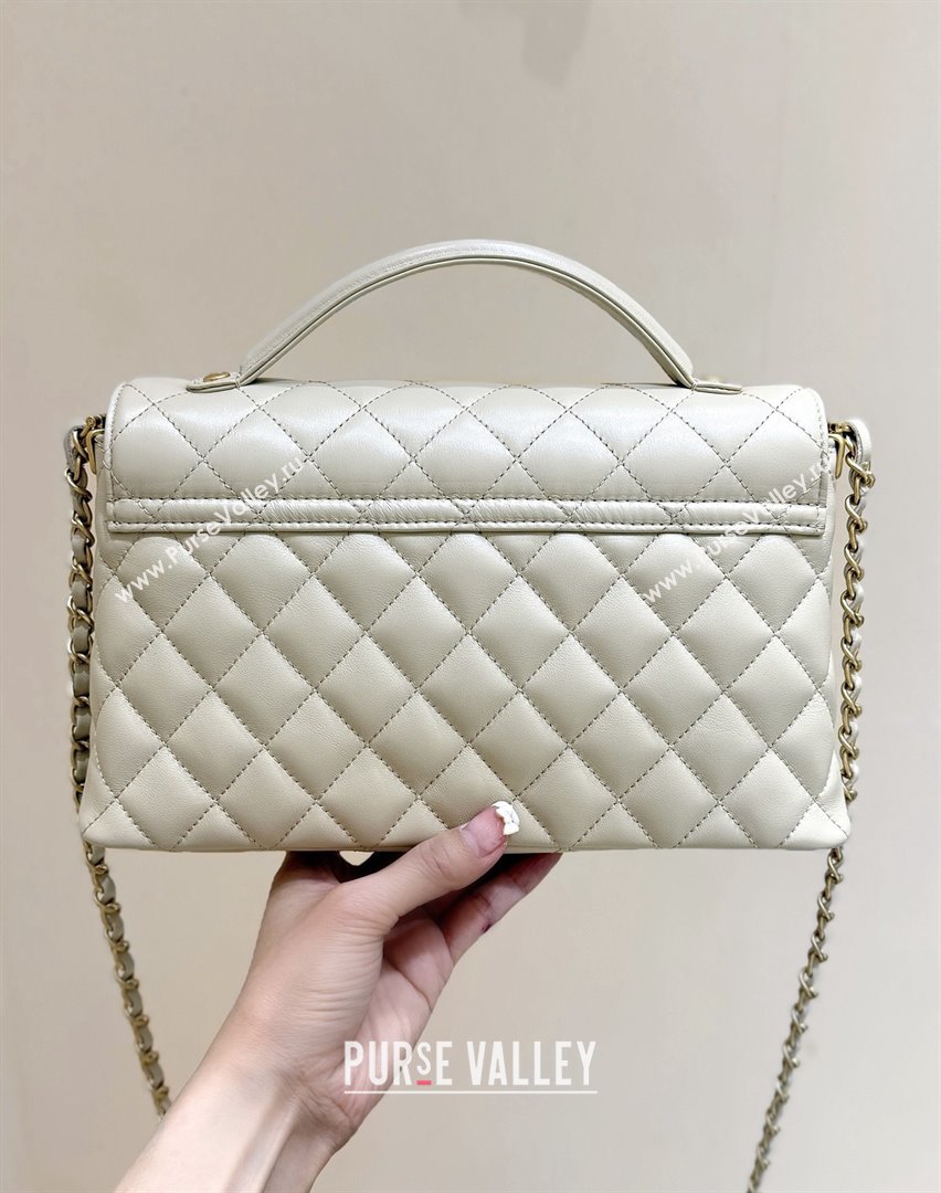 Chanel Lambskin Medium Flap Bag with Top Handle AS5356 Light Beige 2025 Top Quality (SHUNY-25080215)