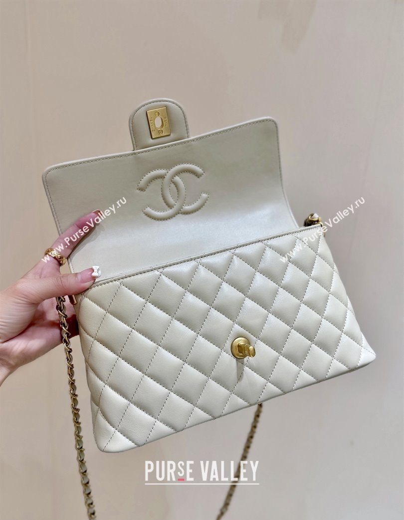 Chanel Lambskin Medium Flap Bag with Top Handle AS5356 Light Beige 2025 Top Quality (SHUNY-25080215)