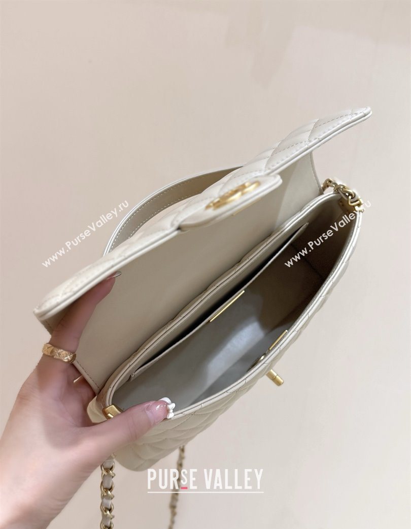 Chanel Lambskin Medium Flap Bag with Top Handle AS5356 Light Beige 2025 Top Quality (SHUNY-25080215)