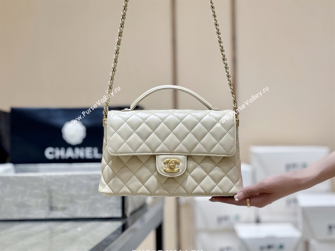 Chanel Lambskin Medium Flap Bag with Top Handle AS5356 Light Beige 2025 Top Quality (SHUNY-25080215)