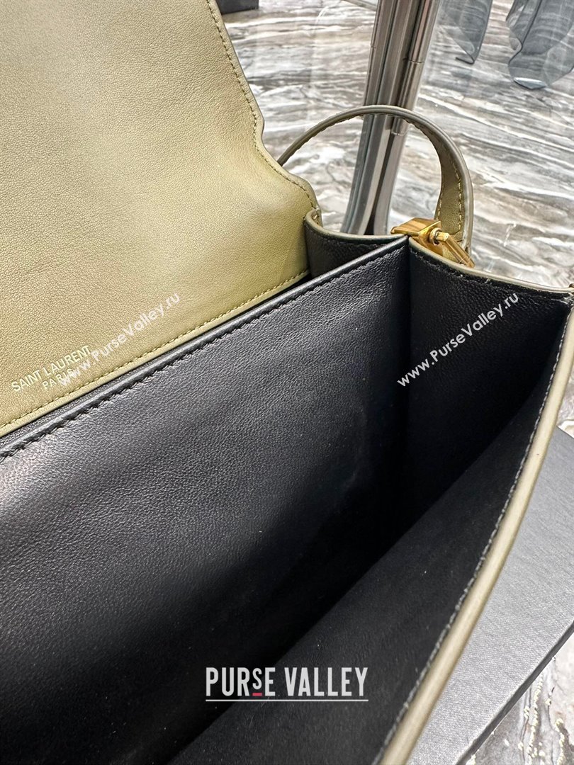 Saint Laurent Solferino Medium Satchel in Suede and Calfskin 635025 Green 2024 (MHUI-241531)