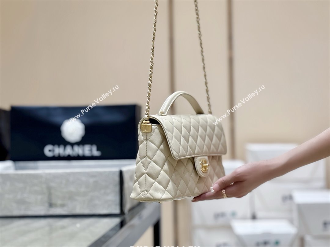 Chanel Lambskin Medium Flap Bag with Top Handle AS5356 Light Beige 2025 Top Quality (SHUNY-25080215)